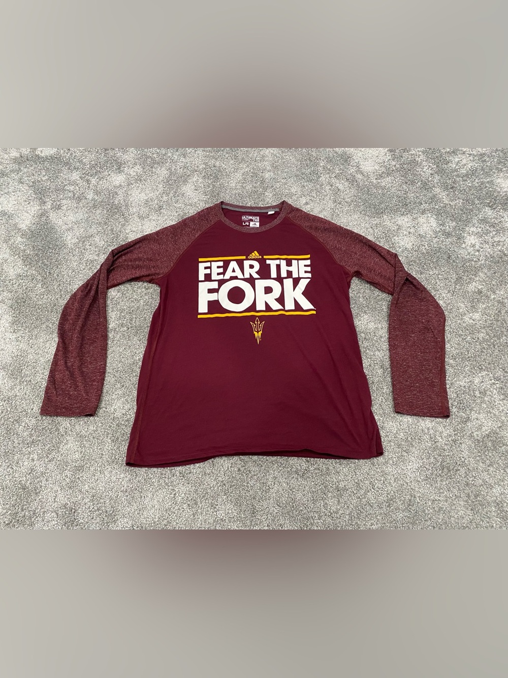 adidas T Shirt Mens Large Maroon Climalite Fear The Fork Ultimate Tee Arizona